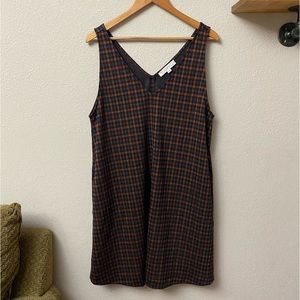LOFT New With Tags blue and orange plaid v-neck sleeveless comfortable dress
